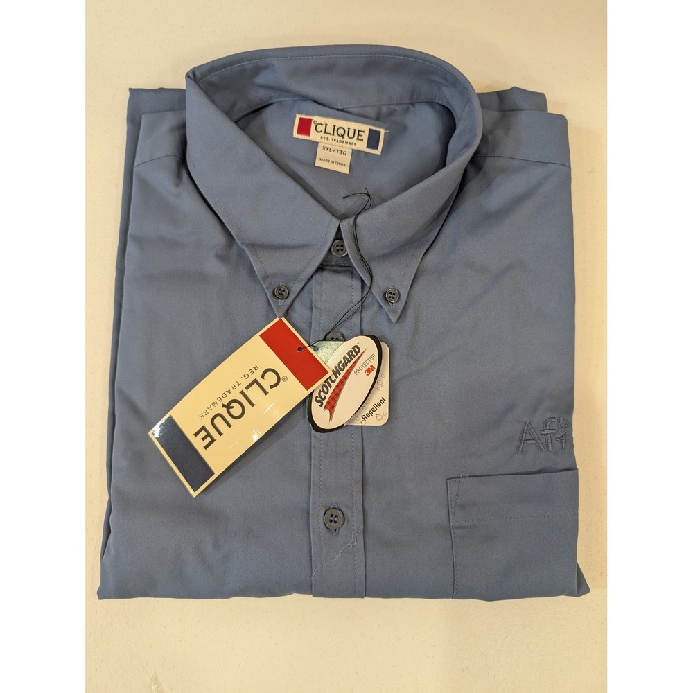 Clique XXL Button Down Dress Shirt Men's Long Sleeve Blue‎ AFI Logo